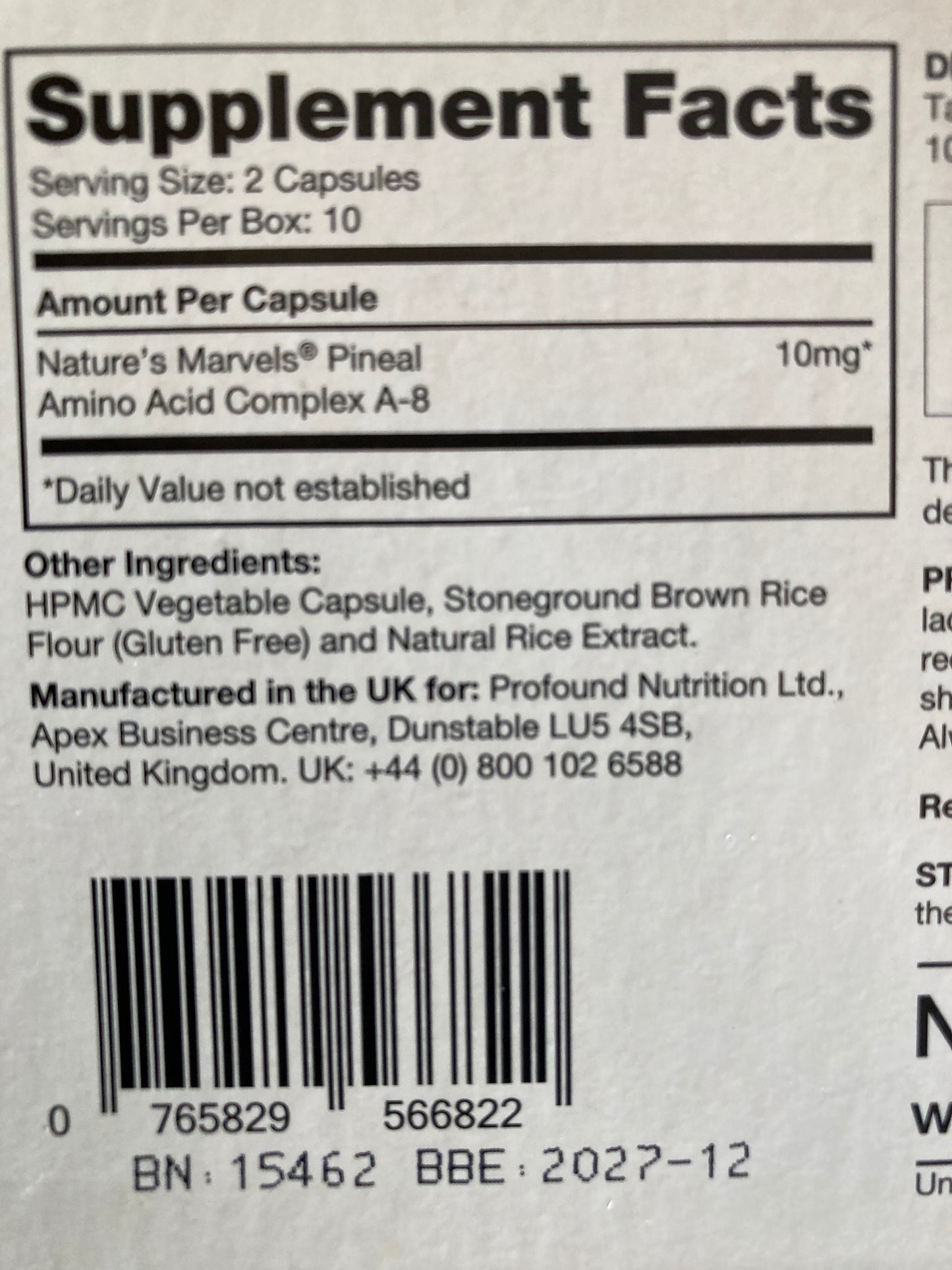 Nature's Marvels Pineal Peptide Bioregulator 20 caps